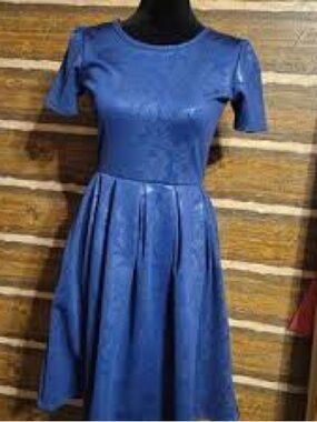 LuLaRoe Royal Blue Midi Fit-and-Flare Dress